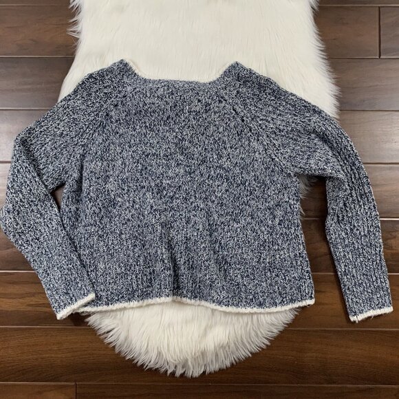 Wildfox Women's Size Small Blue White Lace Up Queen Oxford Oversized Sweater Top - Picture 9 of 10